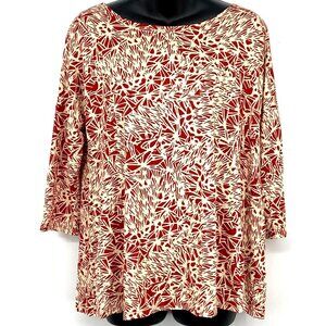 A-Line Ava Sky Top Blouse Tunic Boat Neck Half Sleeve Size Large Red Stretch EUC
